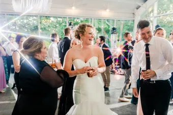 Couple laughing during the speeches